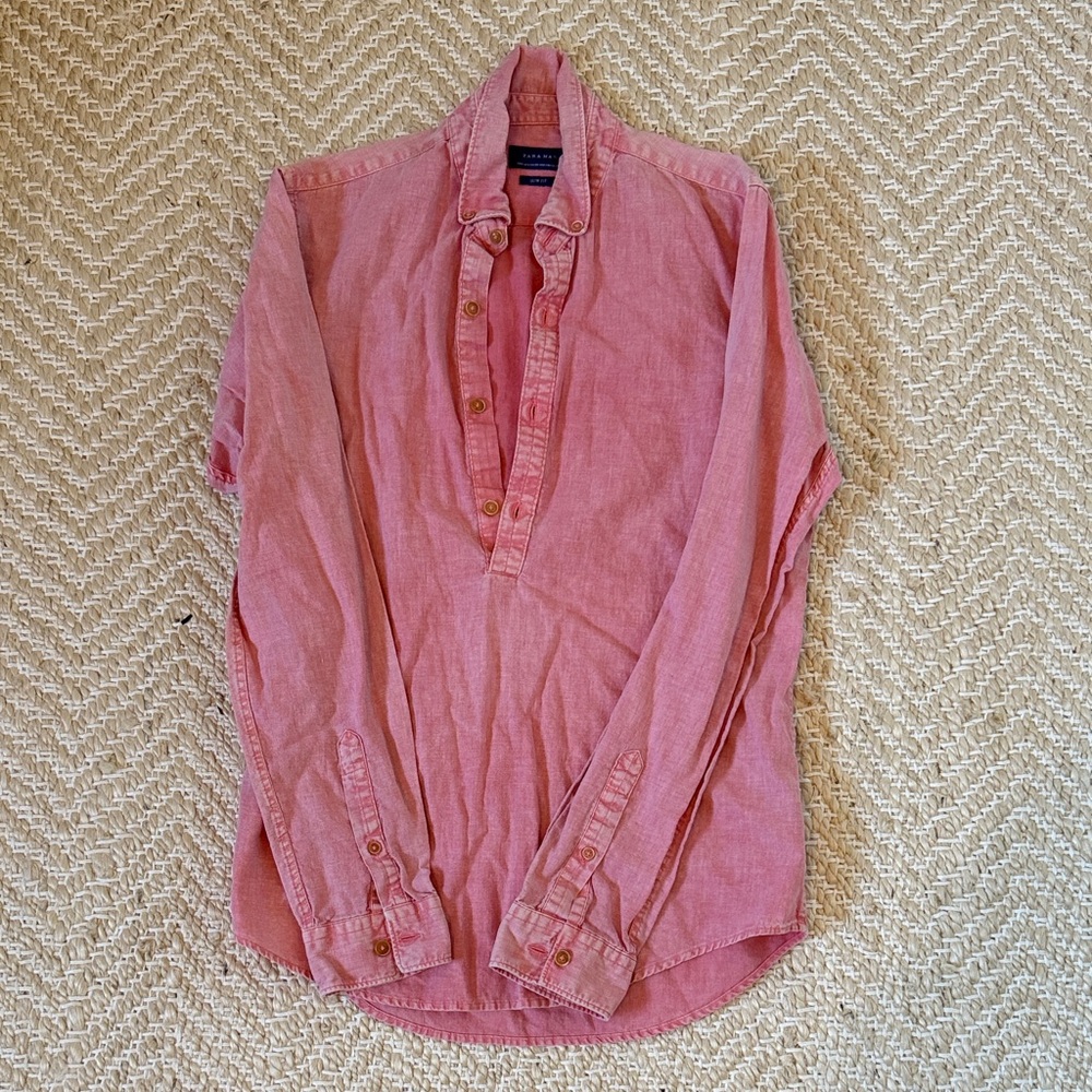 Zara Man Linen Button Up Shirt